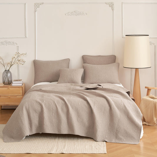 DaDa Bedding Neutral Taupe Beige Sandy Elegant Matelasse Cotton